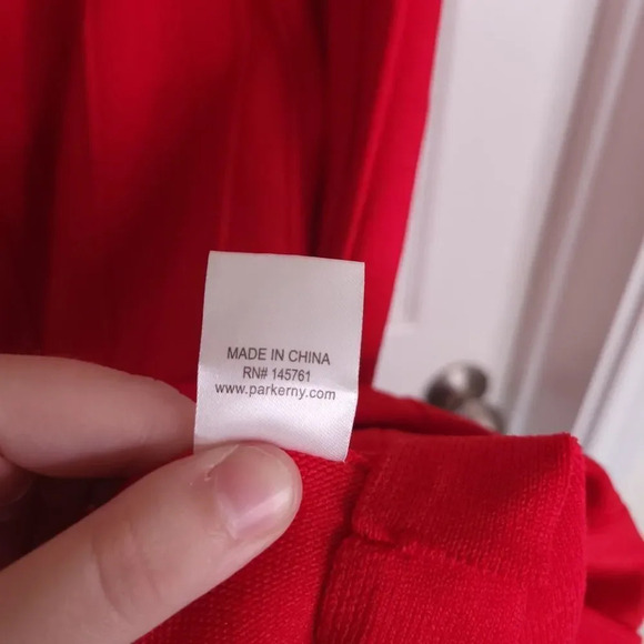 PARKER Hamilton Knit Fit and Flare Dress Red Short Sleeve Size Large - Picture 6 of 7